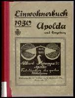 Einwohnerbuch 1930 Apolda und Umgebung
