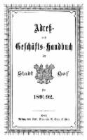 Adressbuch Hof 1891-92