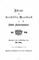 Adressbuch Kaiserslautern 1870