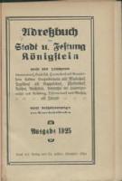 Adressbuch Königstein (Sächsische Schweiz) 1925