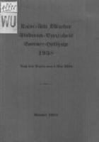 Universität München Studenten-Verzeichnis Sommer-Halbjahr 1938