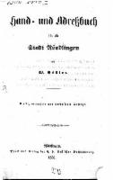 Adressbuch Nördlingen 1856