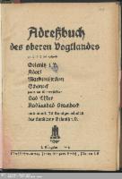 Adressbuch Oberes Vogtland 1942